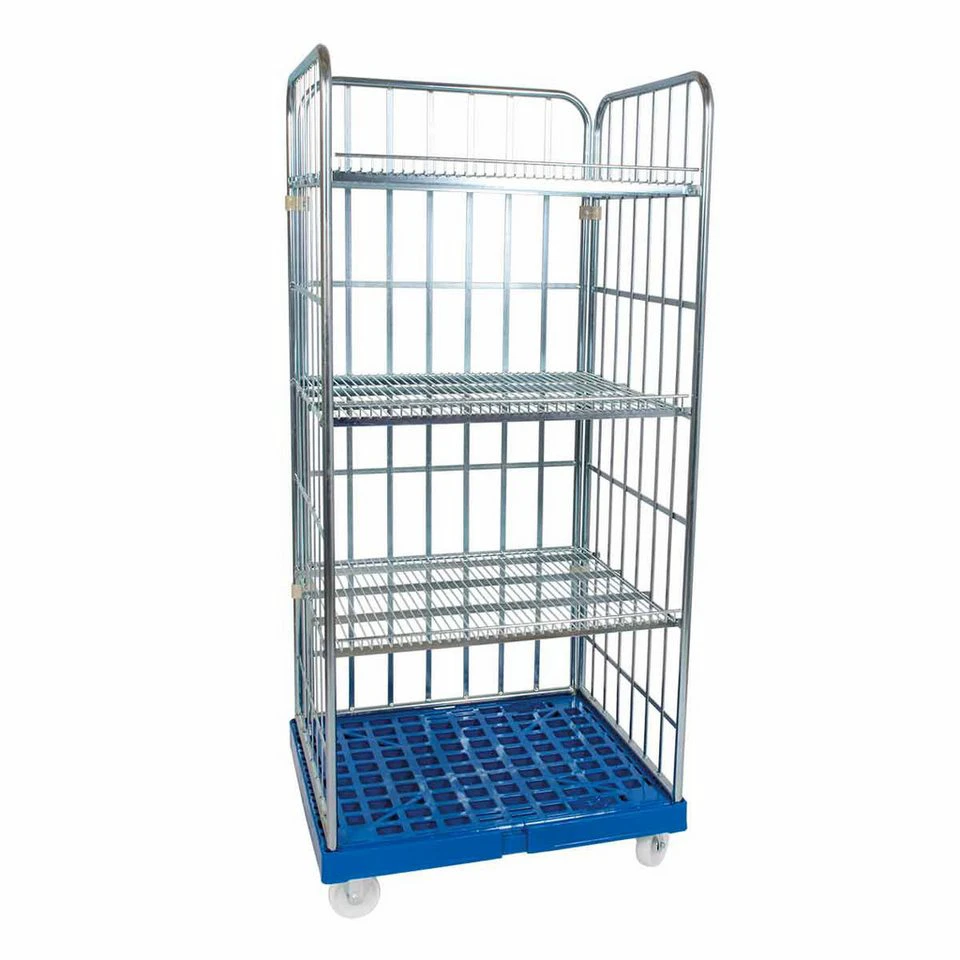 OSWALD Transportgeräte Rollregal 3-seitig 3 Böden 815 x 724 x 1.790 mm 500 kg Lichtblau