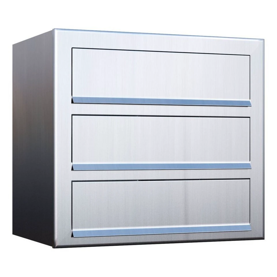 Bravios Briefkasten Cube for Three Edelstahl für Aufputzmontage