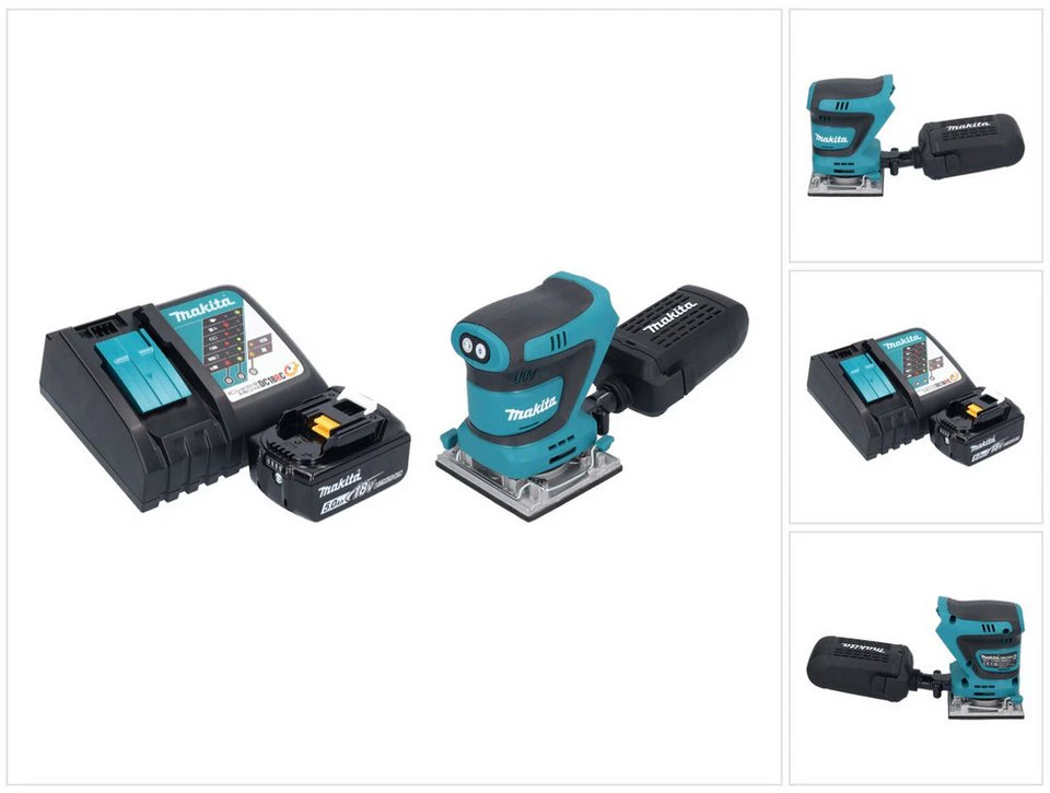 Makita DBO 484 Akku-Schwingschleifer 18 V 112 x 102 mm 5,0 Ah Akku Ladegerät