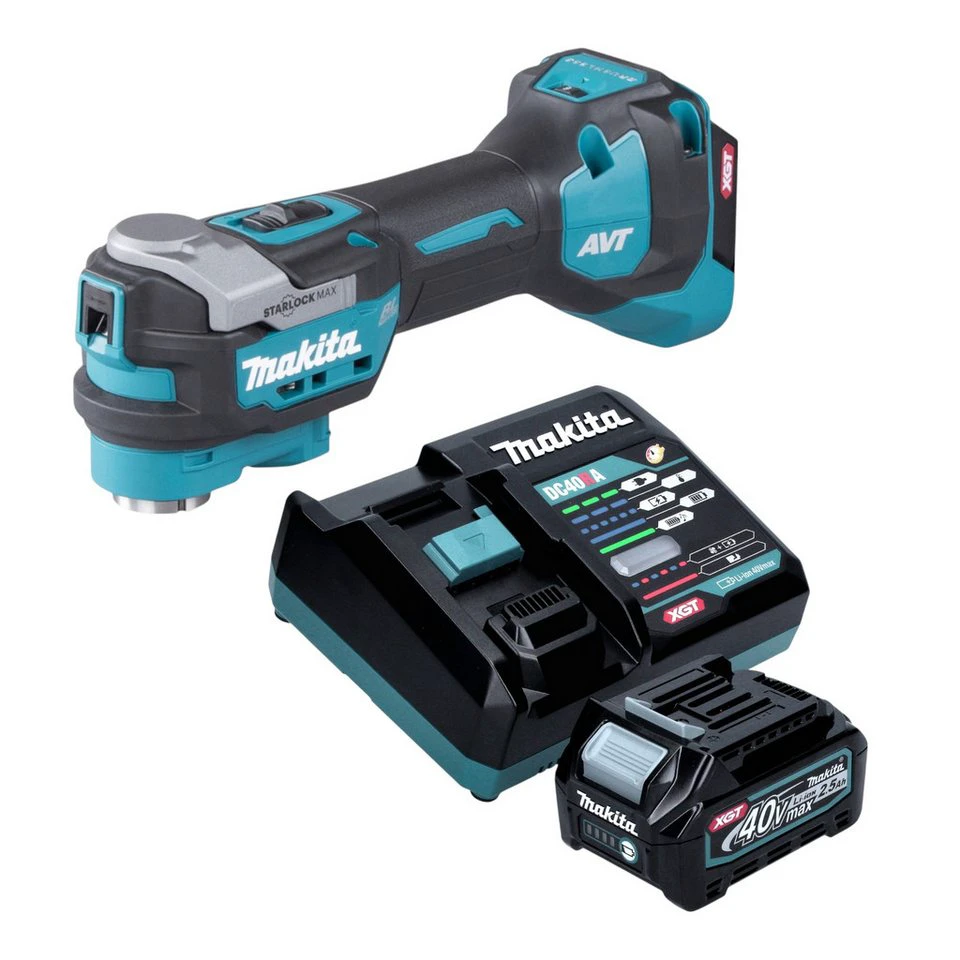 Makita Akku-Multifunktionswerkzeug TM 001 G 40 V Starlock Max 2,5 Ah Akku Ladegerät