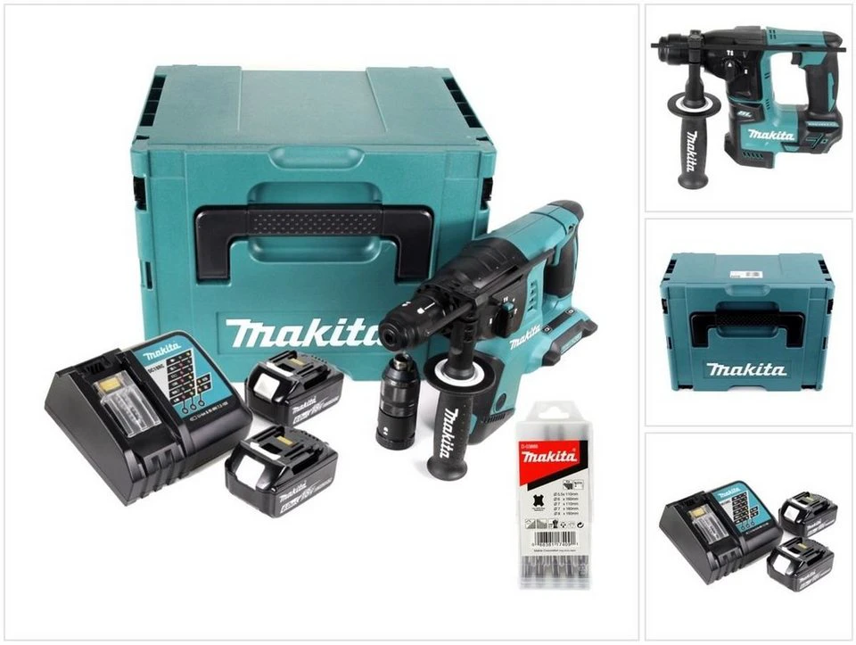 Makita Kombihammer DHR 264 2 x 18 V 36 V SDS-PLUS Makpac 2x BL 1860 B