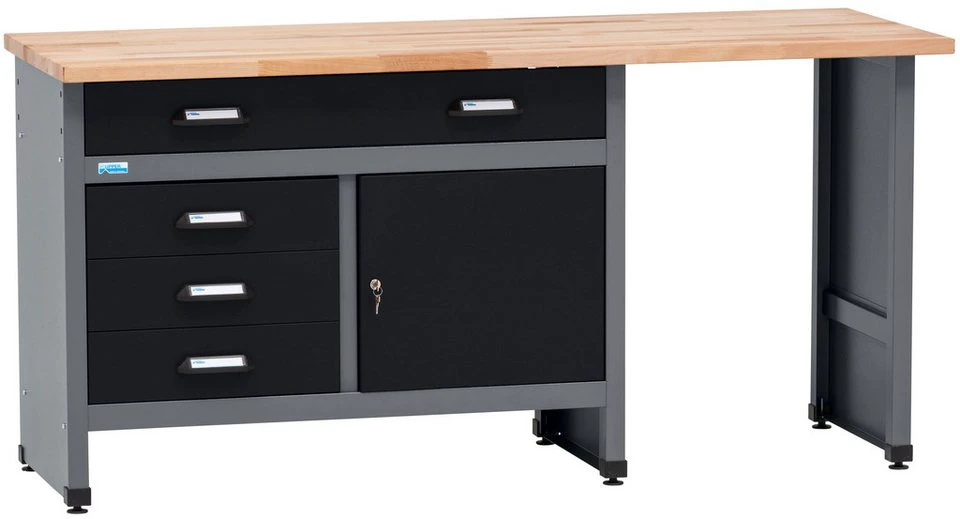 KÜPPER Werkbank 12037 mit 4 Schubladen 1 Tür Sitzraum 300 kg Traglast ultramarinblau