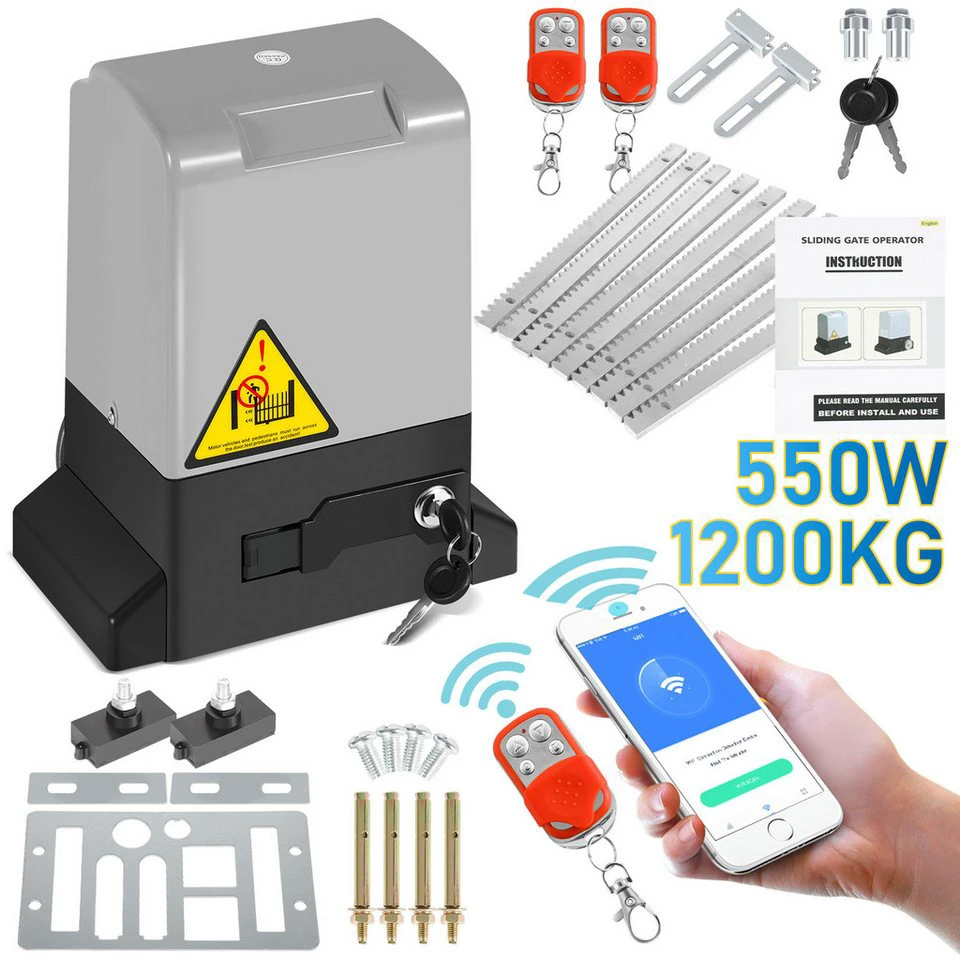 Clanmacy Schiebetorantrieb 550W 1200kg mit Bluetooth APP Gleitschiene Komplett-Set