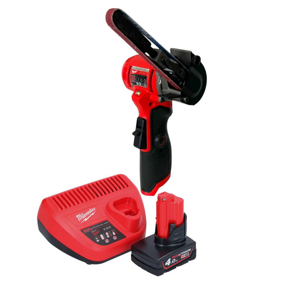 Milwaukee Akku-Bandfeile M12 FBFL10 12 V 10 x 330 mm 4,0 Ah Akku Ladegerät