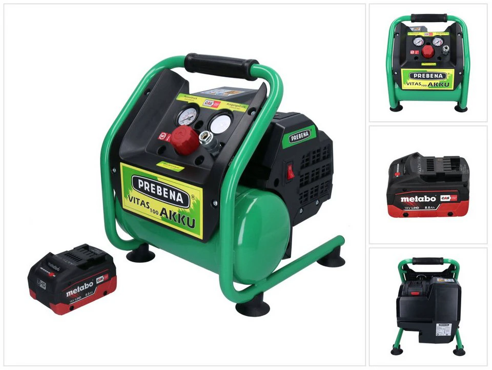 Prebena VITAS 100-AKKU Akku-Handkompressor 18 V 5 l 8 bar CAS Brushless 8,0 Ah
