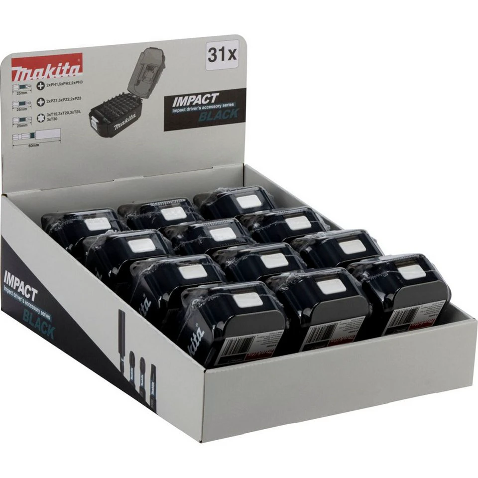 Makita Impact Black Bit-Set E-03090 31-tlg. mit 30 Bits und magnetischem Bithalter