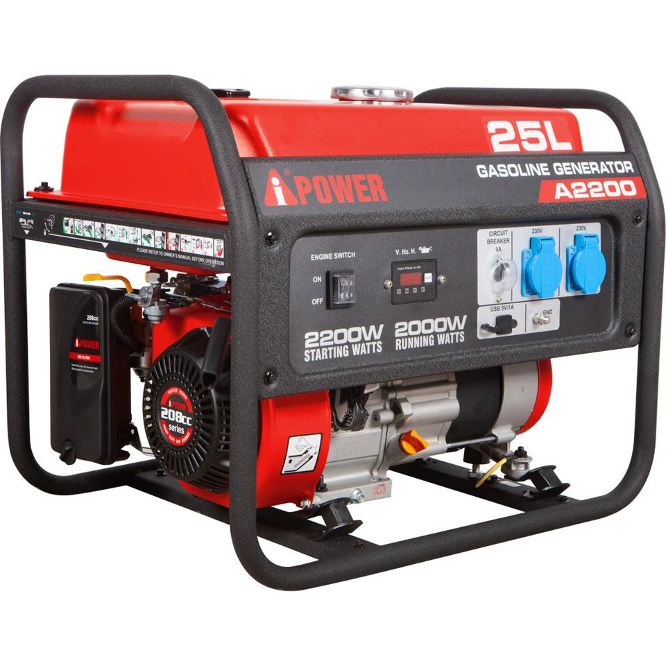 A-iPower Stromerzeuger A2200 2,2 kW Benzin 4-Takt Motor 230V Steckdosen USB