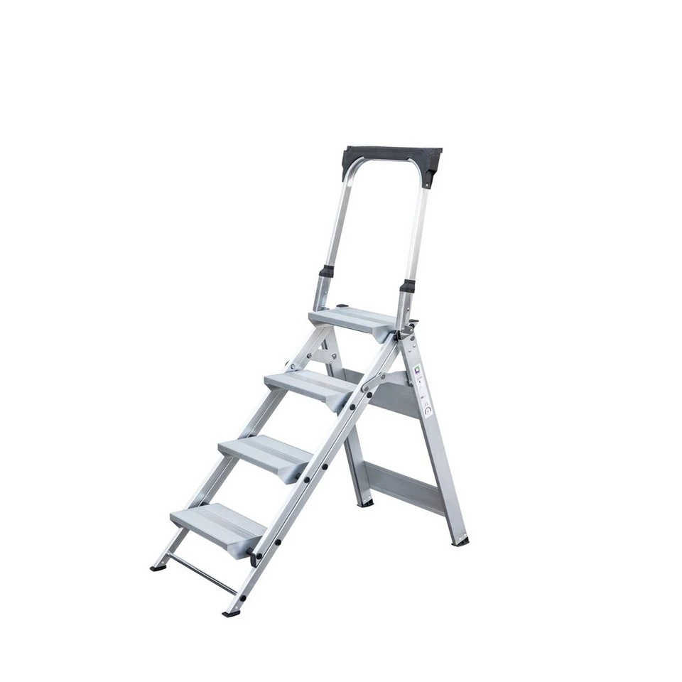 Munk Klapptreppe 53104 Vielzweckleiter mit Haltebügel 4 Stufen Aluminium