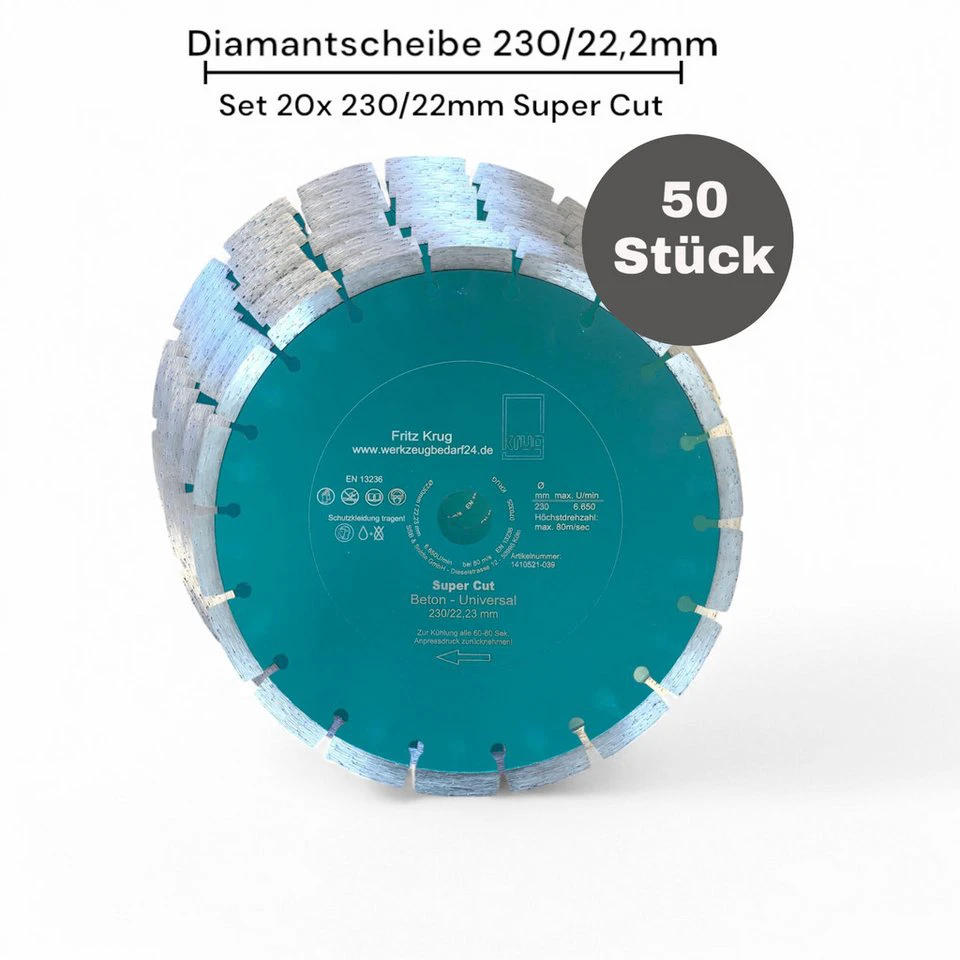 Fritz Krug Trennscheiben Diamantscheibe Super Cut 50 Stück 230/22,2 mm