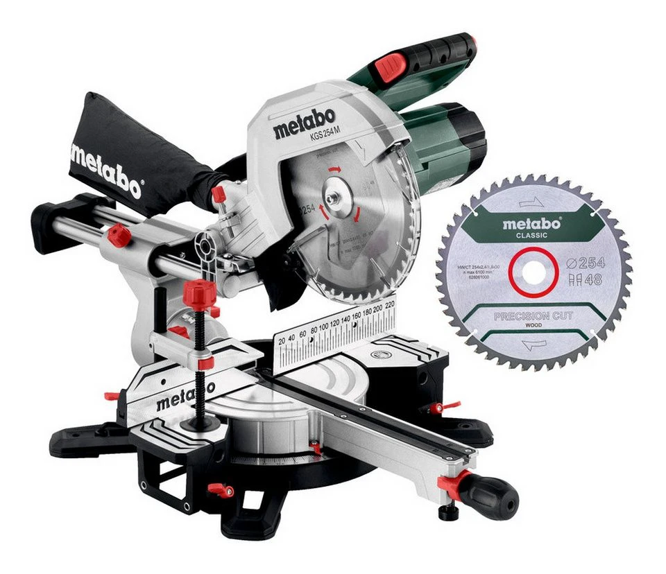 Metabo Kapp- und Gehrungssäge KGS 254 M Set Kappsäge mit 2 Hartmetall-Sägeblättern