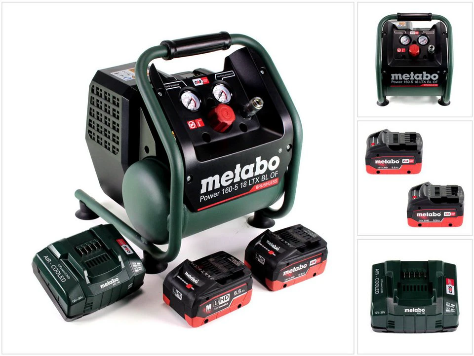 Metabo Power 160-5 18 LTX BL OF Akku-Kompressor 18 V 8 bar Brushless 2x 5,5 Ah