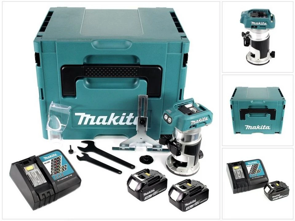 Makita DRT 50 RFJ Akku-Multifunktionsfräse 18 V Brushless 2x Akku 3,0 Ah