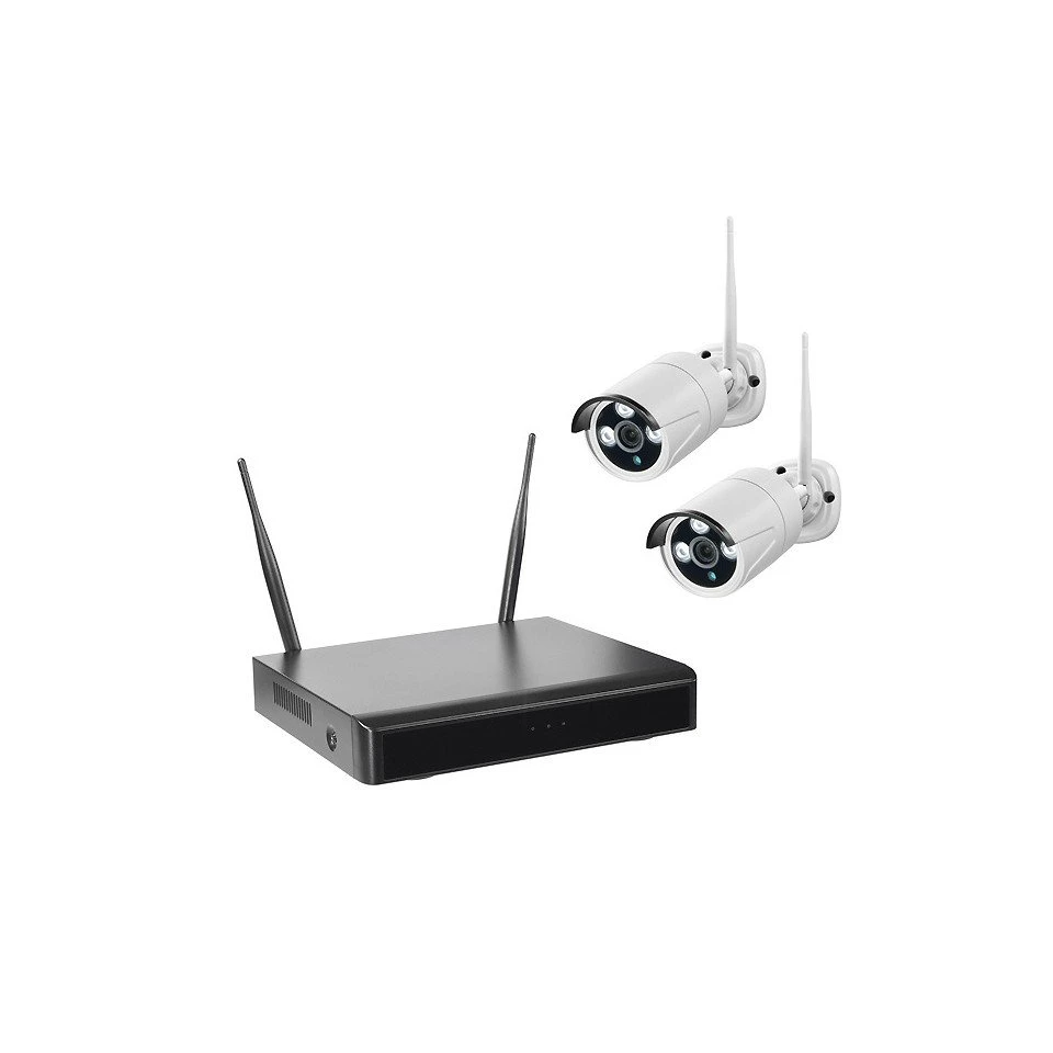Indexa WLAN-NVR WR100B mit 2 Funk-Außenkameras 4TB HDD WiFi Gefahrenmeldeanlage