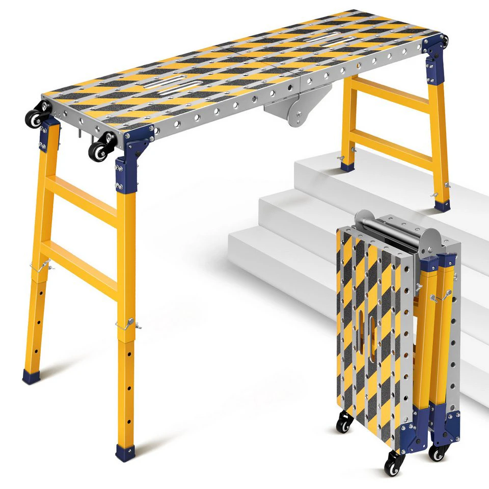 XERSEK Arbeitsplattform Arbeitsbühne mit Rollen verstellbar 70–110 cm 500 kg