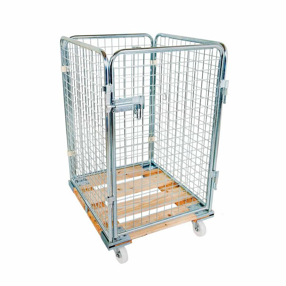OSWALD Transportgeräte Rollbehälter RW10348 niedrig 4-seitig 724 x 815 x 1.210 mm 500 kg Holz