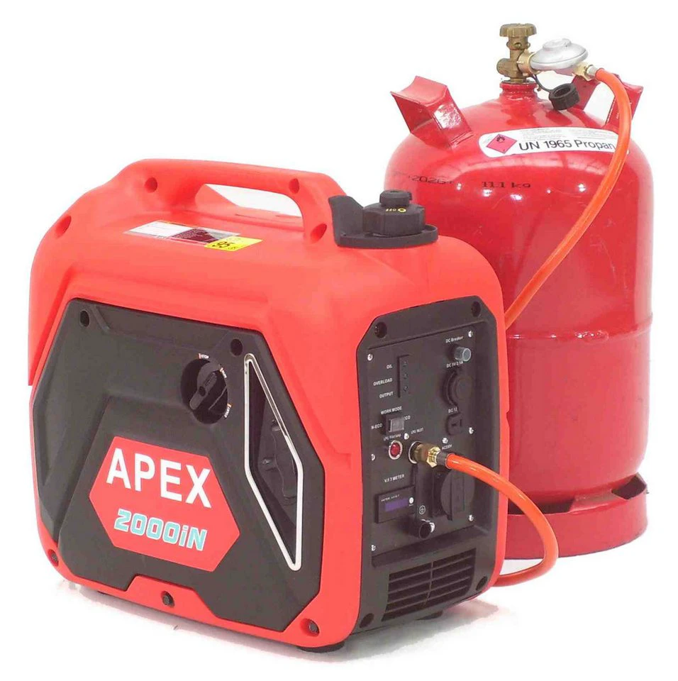 Apex Stromerzeuger 2000 Gas Benzin Dual-Fuel Inverter 2200 W 79 cm³