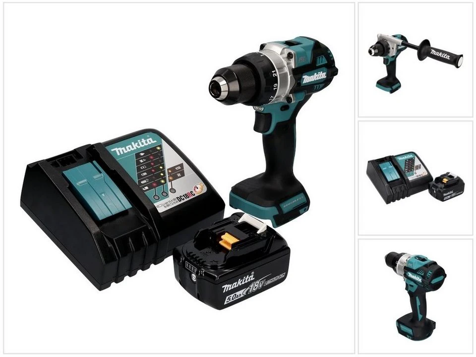Makita Akku-Bohrschrauber DDF 486 18 V 130 Nm Brushless 1 Akku 5,0 Ah