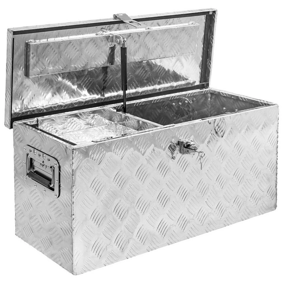 Trucky Anhänger-Deichselbox Set Truckbox D080 Aluminium mit Einhängefach Werkzeugkiste