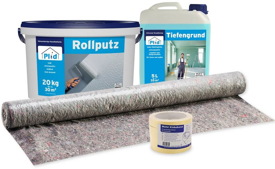 plid Premium Rollputz Wand- und Deckenfarbe Streichputz Dekorputz Strukturfarbe Set