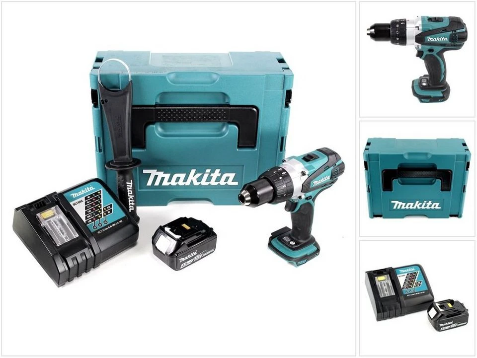 Makita Akku-Bohrschrauber DDF 458 RM1J 18V 91 Nm 4,0 Ah Akku im Makpac