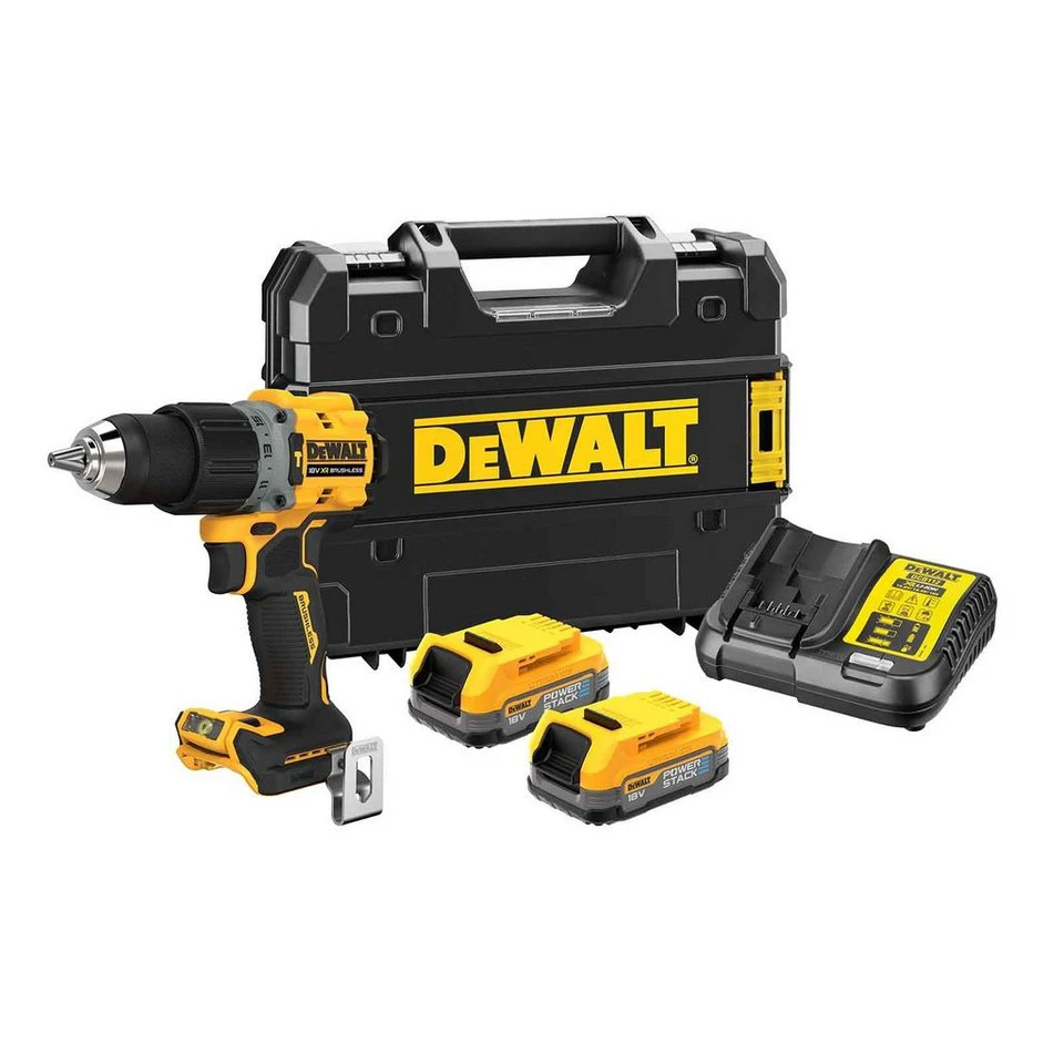 DeWalt Akku-Schlagbohrschrauber DCD805E2T-XJ Powerstack 18V 1,7 Ah Set Ladegerät 2x Akku