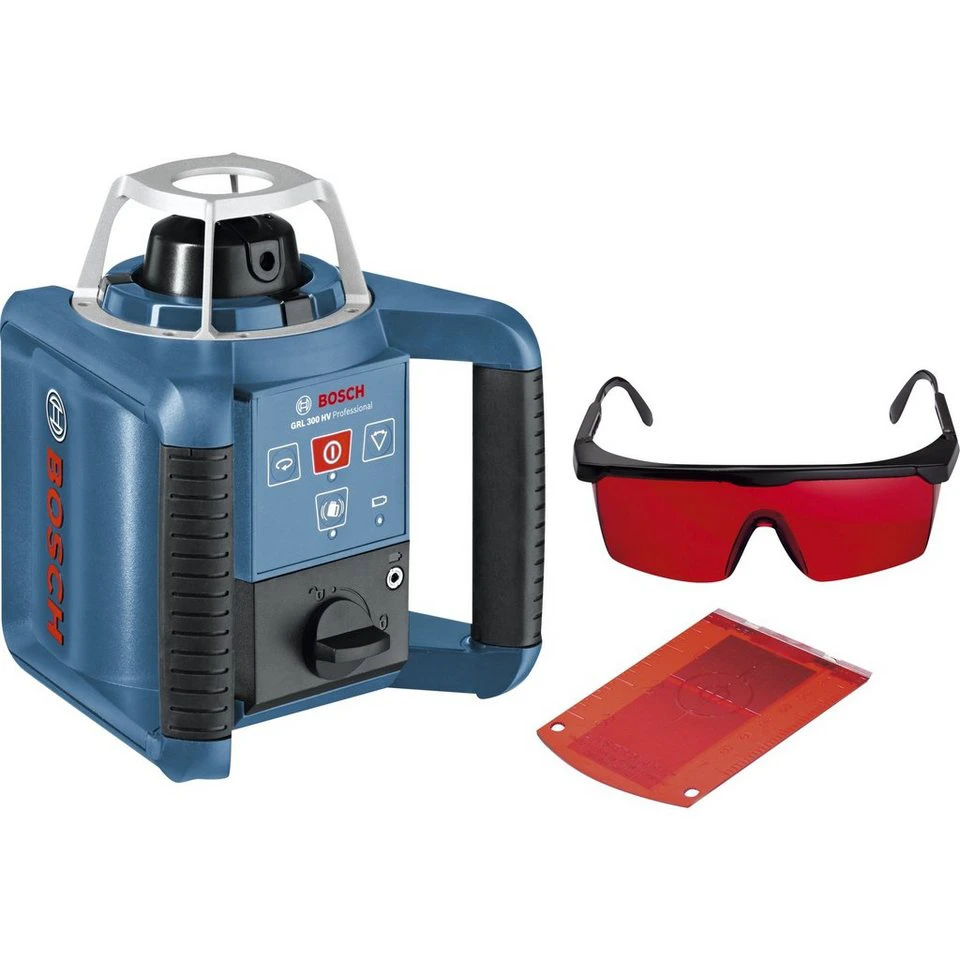 Bosch Professional Rotationslaser GRL 300 HV rote Laserlinie Lotpunkt mit Halterung
