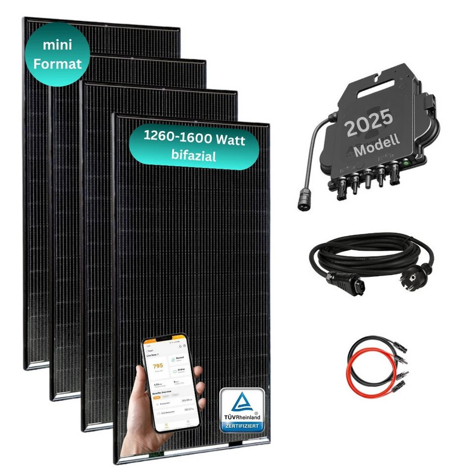 MyVoltaics MyBasic 1260+ Balkonkraftwerk 800 Watt bifazial 4 Module Mini-Format