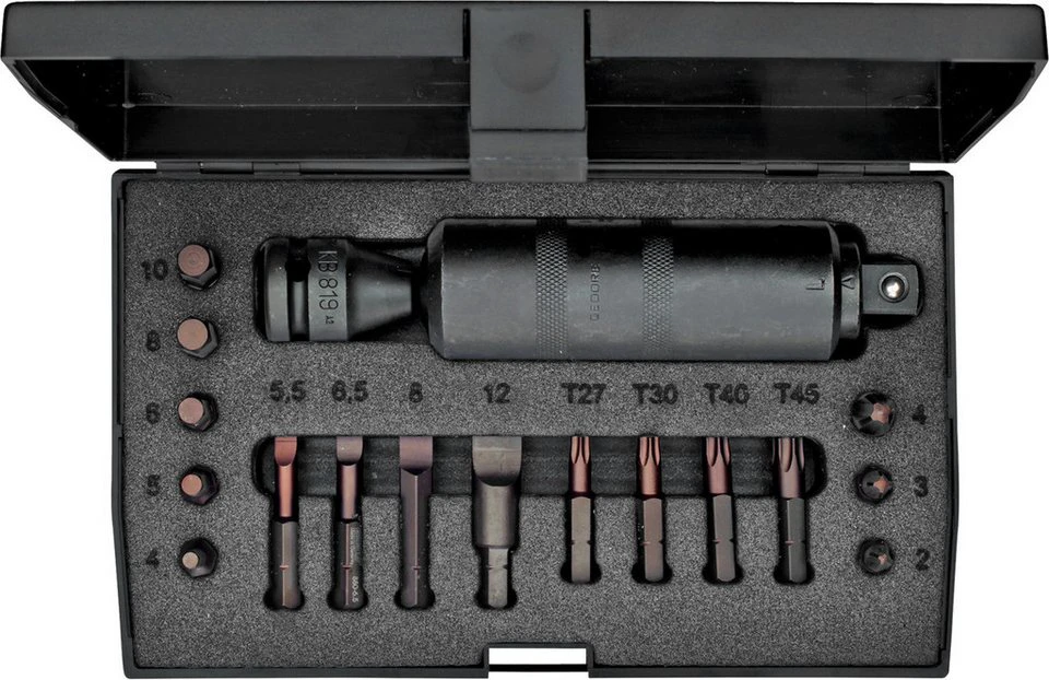 Gedore Schraubenlösersatz K 1900-018 1/2", 18-teilig Bit-Adapter