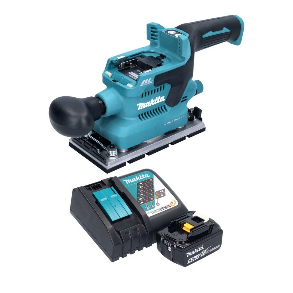 Makita DBO 380 Schwingschleifer 18 V 93 x 185 mm Brushless Akku 6,0 Ah Ladegerät
