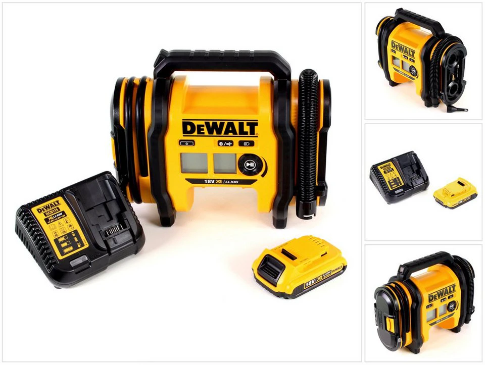 DeWalt Akku-Handkompressor DCC 018 N 18V 11bar KFZ mit Akku 2,0Ah Ladegerät