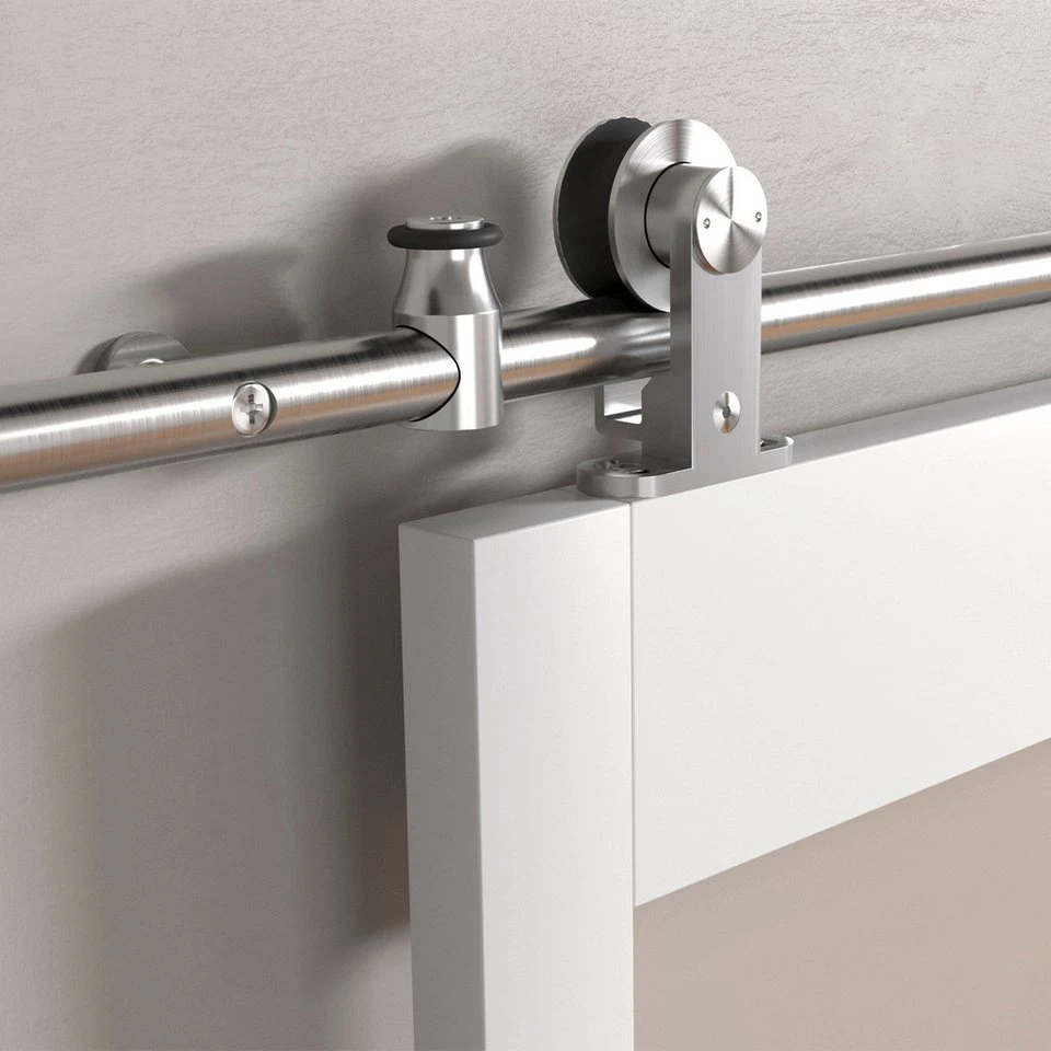 SO-TECH® Schiebetür Beschlag-Set Edelstahl mit Türstopper Bodenführung 2005 mm für Holztüren