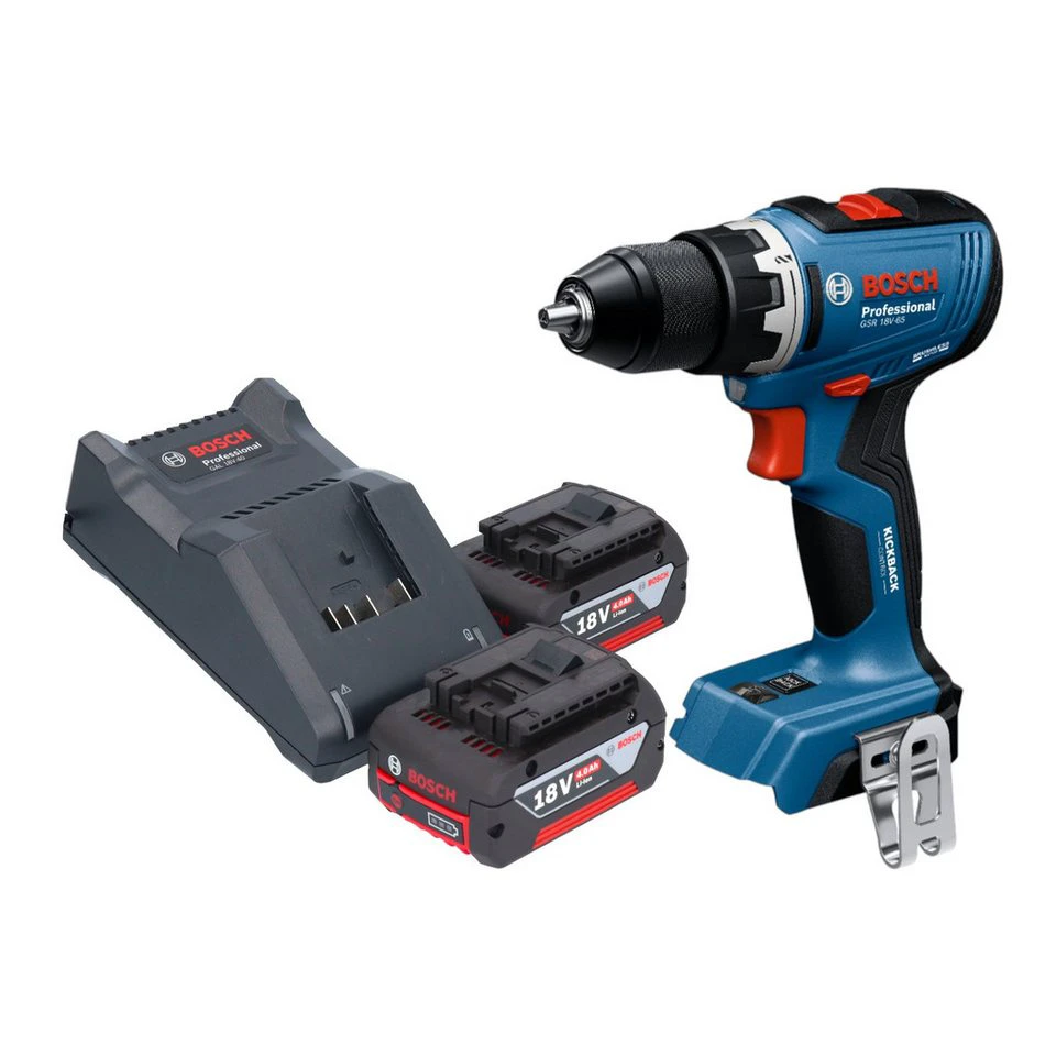Bosch GSR 18V-65 Professional Akku-Bohrschrauber 18 V 63 Nm 2x 4,0 Ah Ladegerät