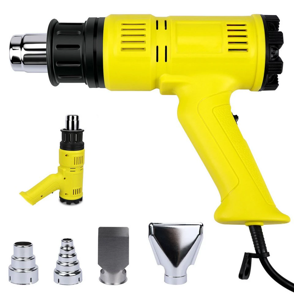 ZMH Heißluftgebläse 2000 W Heißluftfön 60-600 °C Set 6-teilig mit 4 Düsen