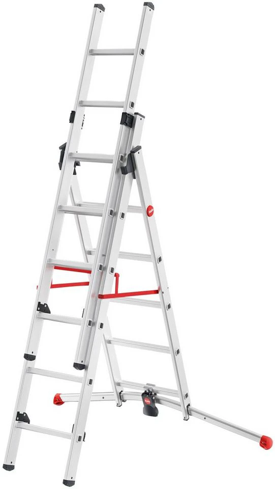 Hailo S100 ProfiLOT Vielzweckleiter Aluminium Kombileiter 3-teilig 2x6 + 1x5 Sprossen