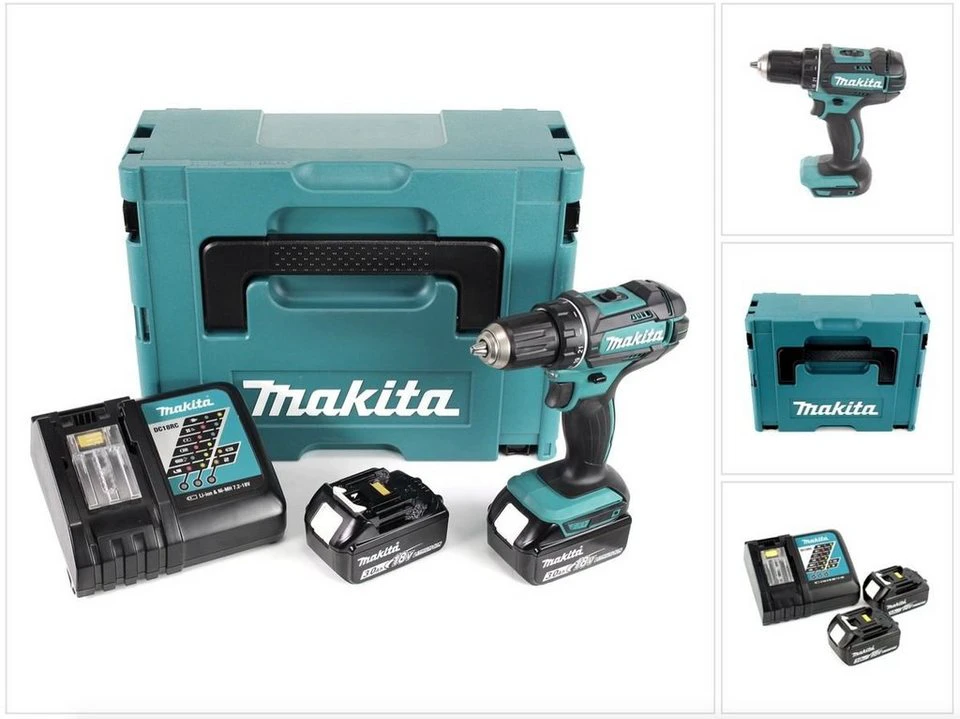 Makita Akku-Bohrschrauber DDF 482 RFJ 18 V 62 Nm Makpac 2x 3,0 Ah Akku