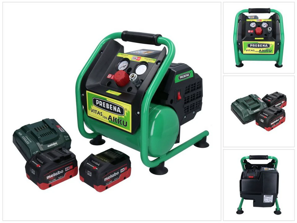 Prebena VITAS 100-AKKU Akku-Kompressor 18 V 5 l 8 bar CAS bürstenlos 2x Akku 8,0 Ah