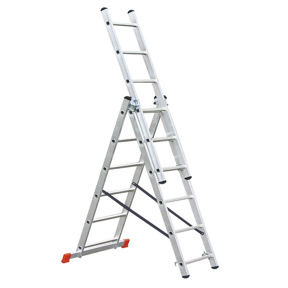 BRB-Lagertechnik Vielzweckleiter Aluminium 3x 6 Sprossen Profi-Leiter