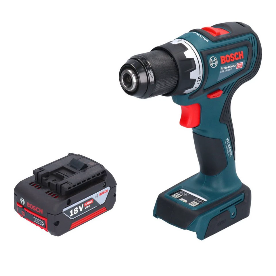 Bosch Professional GSR 18V-90 C Akku-Bohrschrauber 18 V 64 Nm mit 4,0 Ah Akku ohne Ladegerät