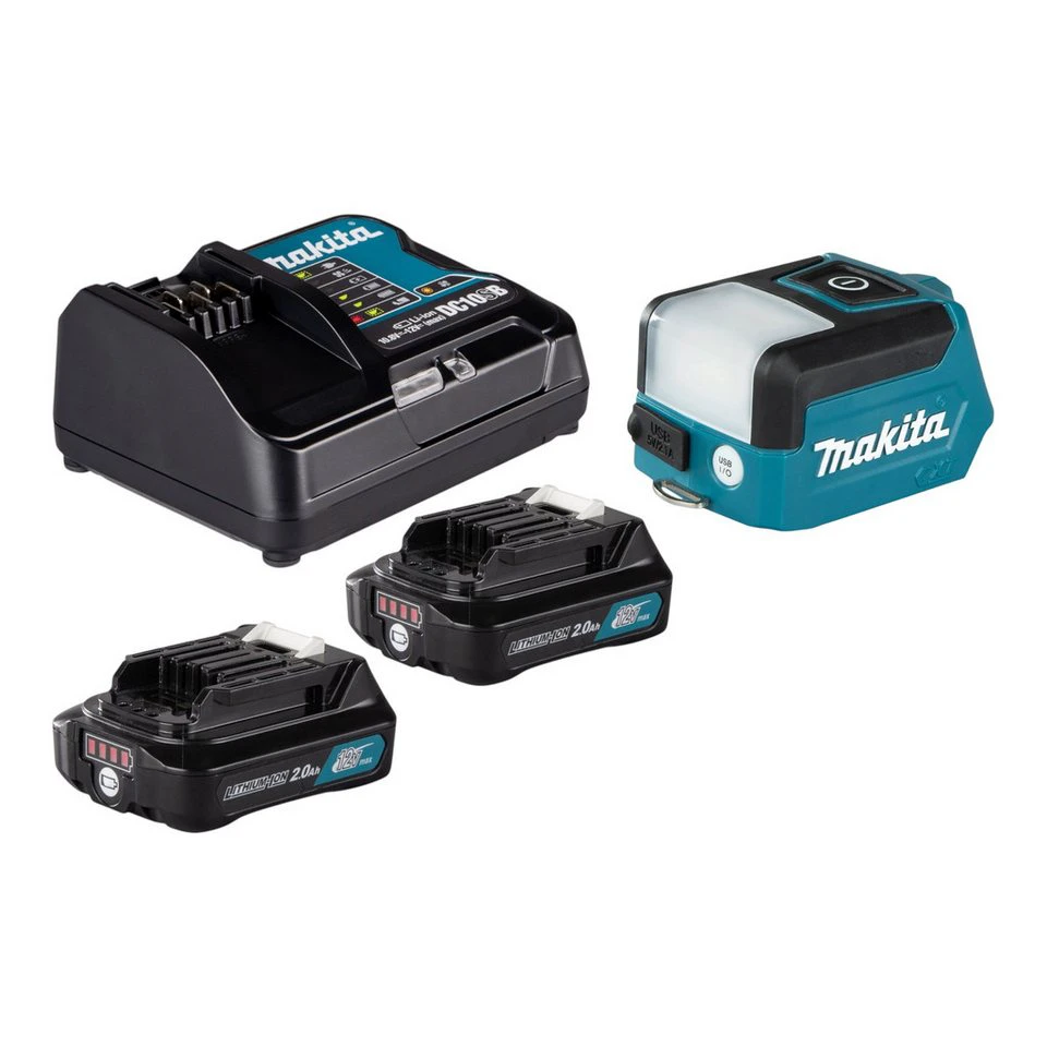 Makita ML107 Akku Lampe 12 V max. 200 lm LED 2x 2,0 Ah Akku Ladegerät