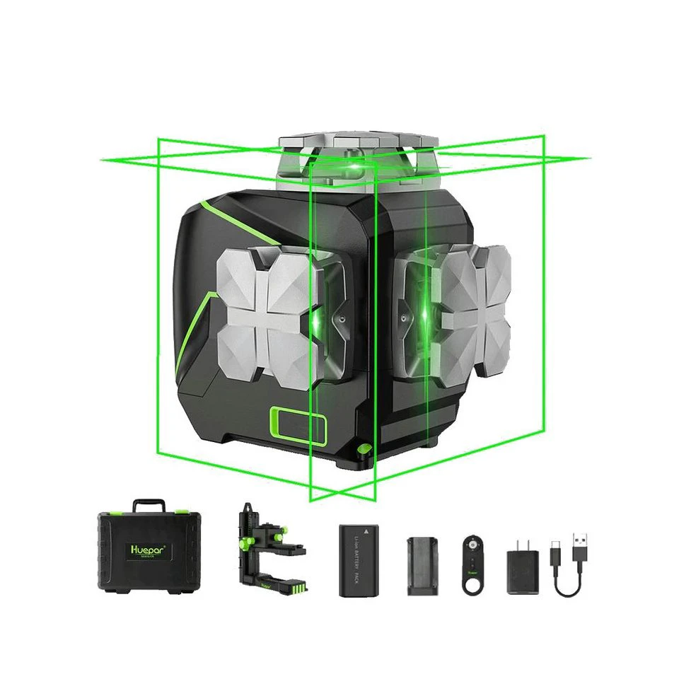 Huepar S03CG Kreuzlinienlaser grün 3D mit Fernbedienung im Koffer