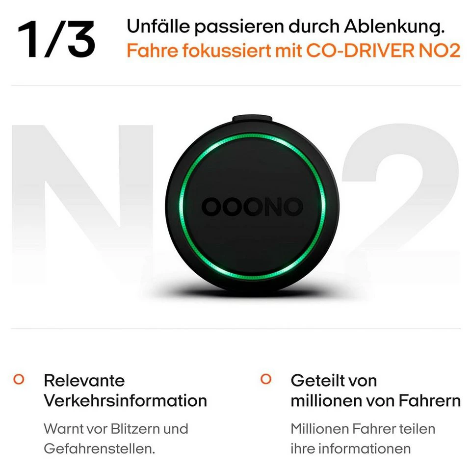 OOONO CO-Driver NO2+ 2x blumax Kabel USB-C Schwarz Verkehrsalarm