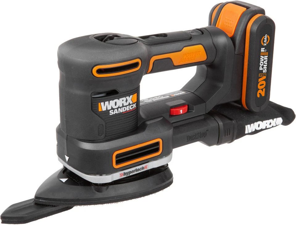 Worx Akku-Multischleifer WX820 5-in-1 DustStop-Mikrofilter Akku Ladegerät
