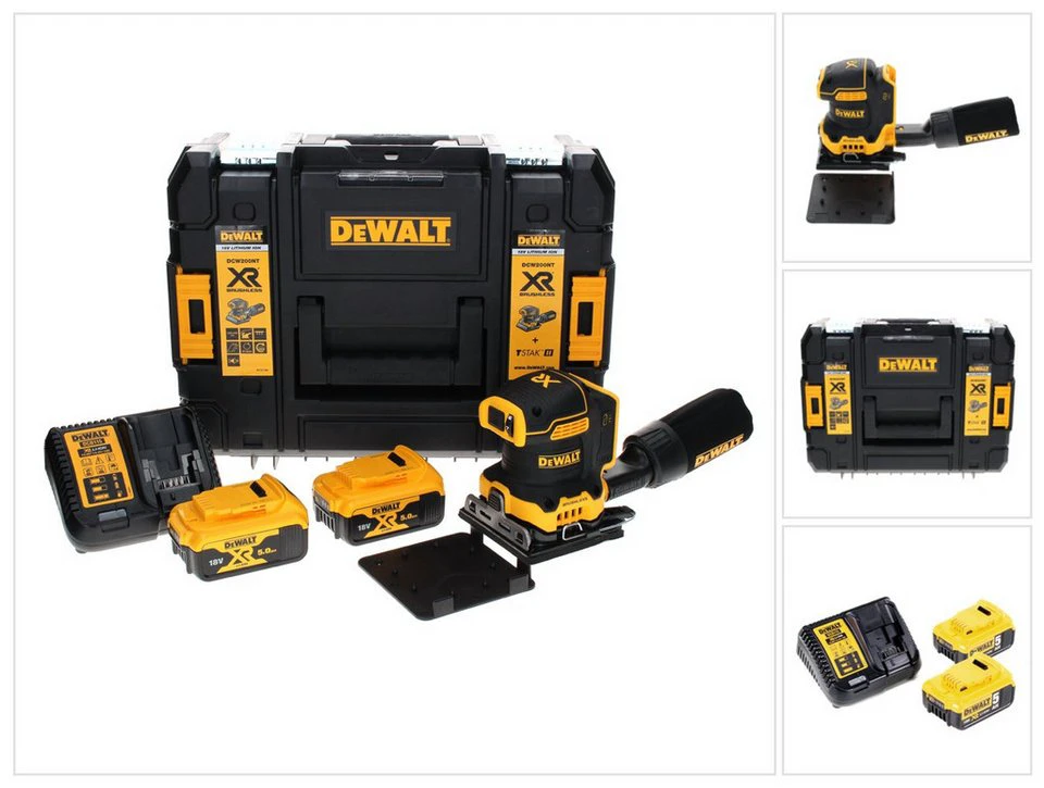 DeWalt Akku-Vibrationsschleifer DCW200NT 18 V 108 x 115 mm 2x Akku 5,0 Ah