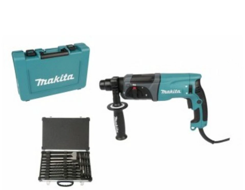 Makita Bohrhammer HR2470 230 V 780 W mit SDS-PLUS Set D-42444
