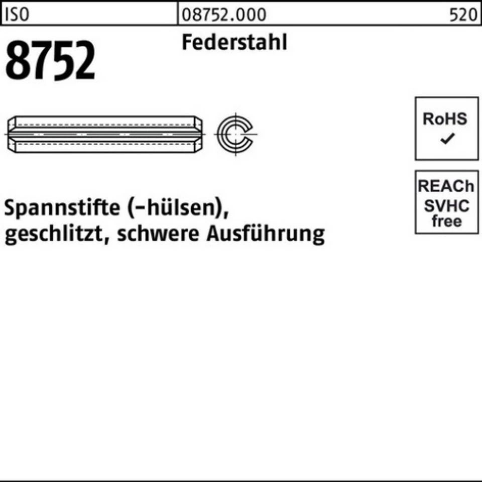 Reyher Spannstift 25 x 140 ISO 8752 geschlitzt Federstahl schwere Ausführung