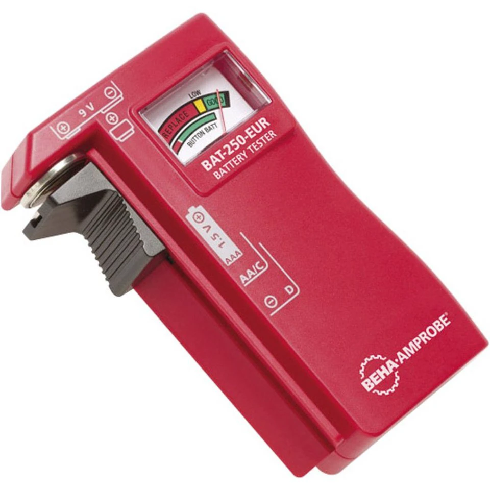 Beha Amprobe Batterietester BAT-250-EUR mit Schiebekontakt und V-förmiger Batterieaufnahme
