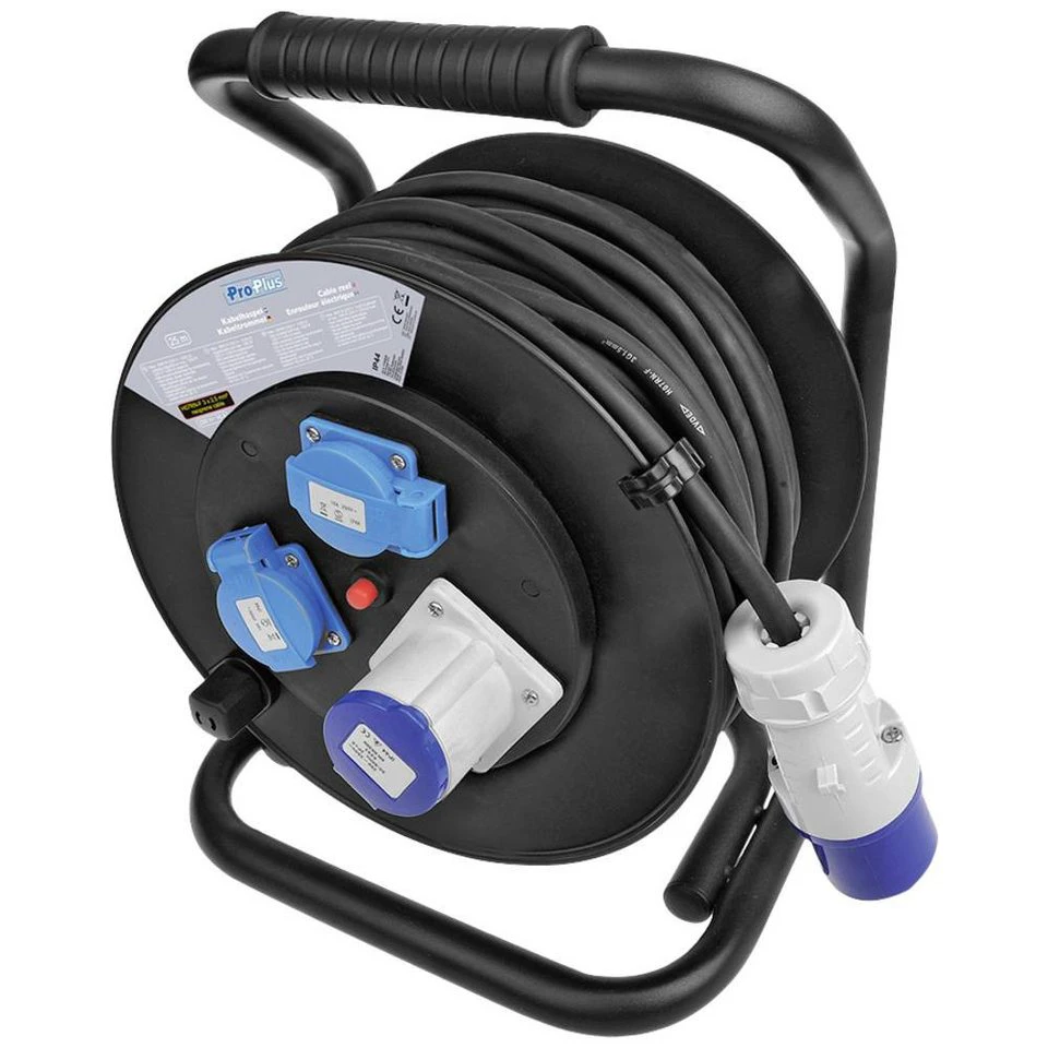 ProPlus Kabeltrommel 25 m CEE-Stecker 3x2.5mm² 2x Schuko 1x CEE