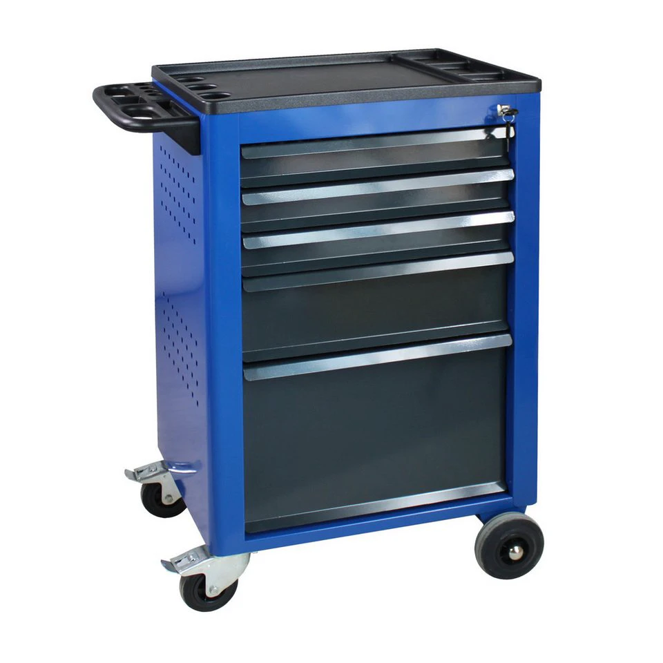 ADB Werkstattwagen Basic Werkzeugwagen 5 Schubladen Enzianblau RAL 5010 350 kg