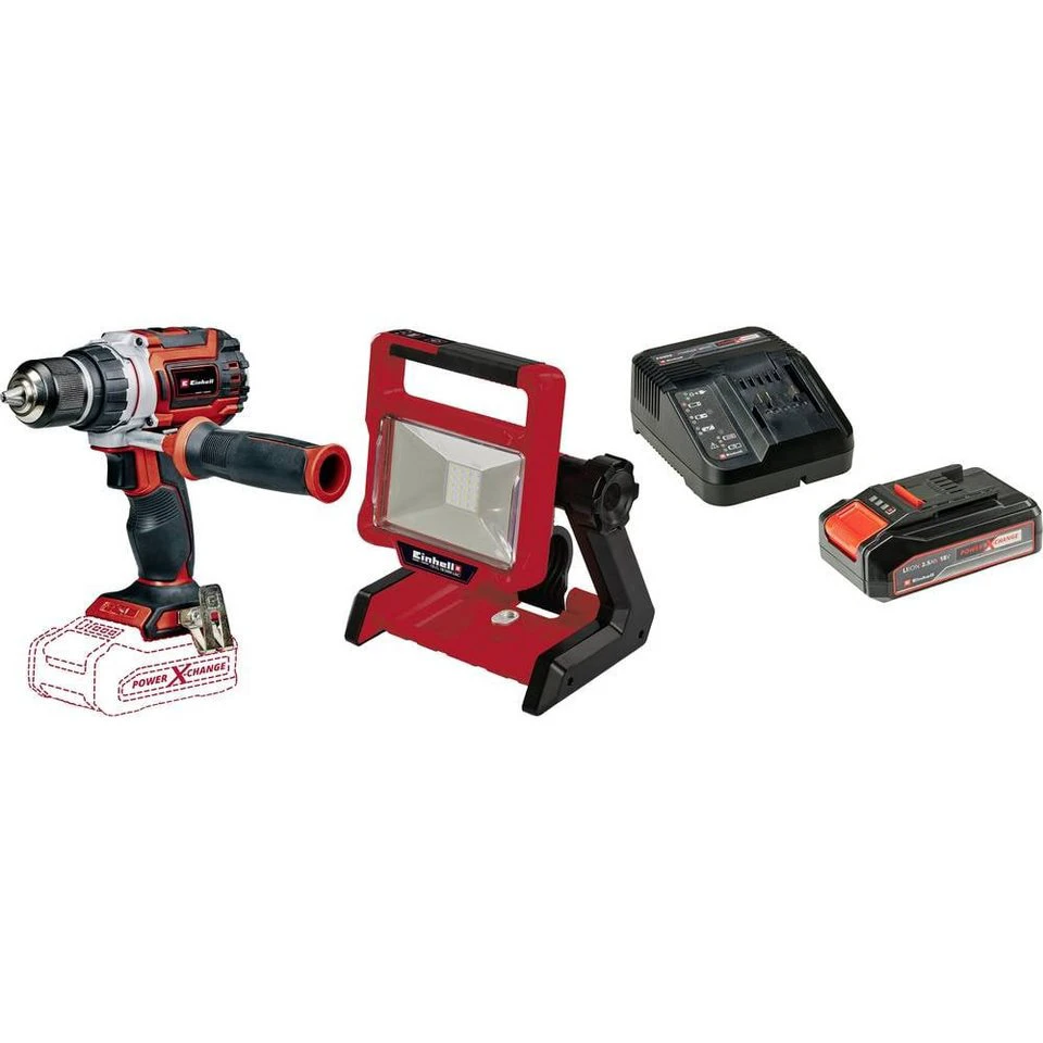 Einhell Akku-Bohrschrauber und Akku-Lampe TP-CD 18/60 Li BL TE-CL 18/2000 LiAC Solo