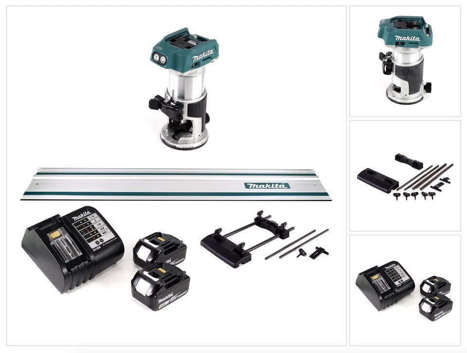 Makita Akku-Multifunktionsfräse DRT 50 SF 18 V Brushless 2x 3,0 Ah Führungsschiene